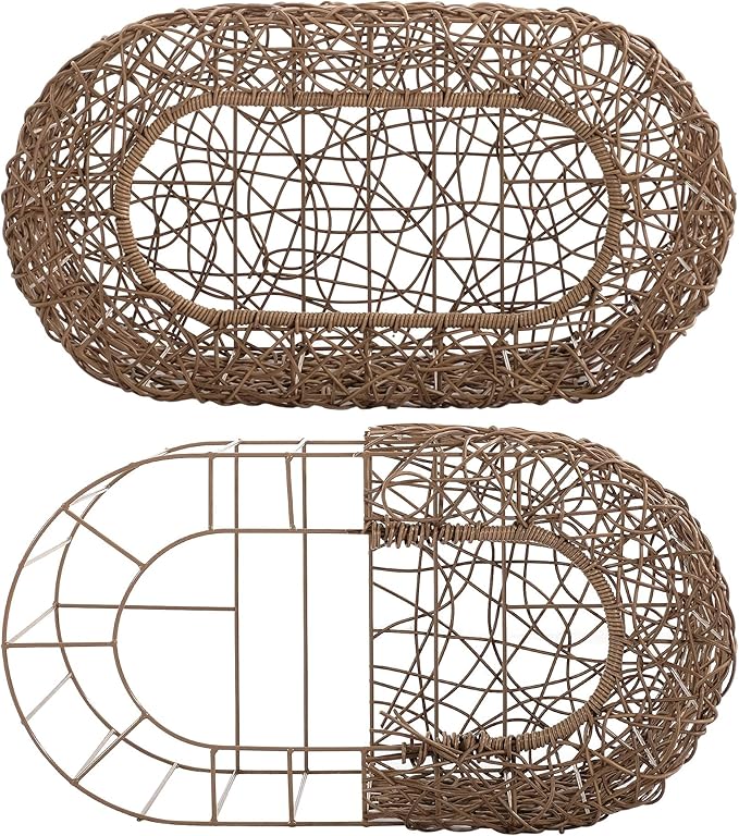 Fun Stackable Cat Condo for Indoor Cats - Interactive Play Faux Rattan Cat House for Indoor Cats Kitty, Pet Friendly Top/Side House Entry, Cat Bed Enclosed-Mewly Pet