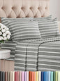 King 6 Piece Sheet Set - Comfy Breathable & Cooling - Soft Hotel Luxury Bedding Set with 8-16 Inch Deep Pockets - 1 Flat & 1 Fitted Sheet & 4 Pillowcases - Wrinkle Free & Easy Care - Grey Stripes 3