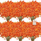SHareconn 24 Bundles Artificial Fall Flowers for Outdoors Decoration, UV Resistant Silk Eucalyptus Lavender Faux Autumn Fake Plants for Outside Indoor Garden Yard Porch Home Decor, Sunset Red Orange
