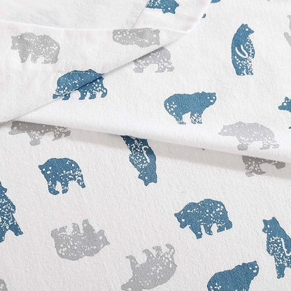 Eddie Bauer- Twin XL Sheet Set, Cotton Flannel Bedding Set, Brushed for Extra Softness, Cozy Home Décor (Bear Mountain Grey, Twin XL)