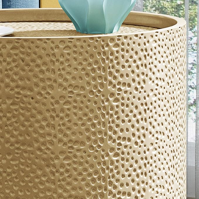 Christopher Knight Home Kaylee Modern Round Hammered Iron Accent Table (2 Pack) -Gold