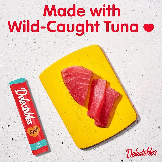 Hartz Delectables Squeeze Up Interactive Lickable Wet Cat Treats for Adult & Senior Cats, Tuna, 4 Count (Pack of 8)-Mewly Pet