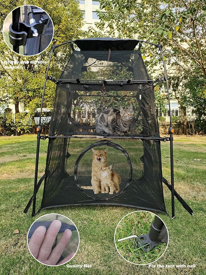 Portable Large Pop Up Pet Cat Tents Enclosures for Outside Patio-Mewly Pet