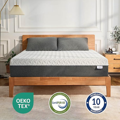 12 Inch King Green Tea Memory Foam Mattress for Cool Sleep & Pressure Relief, Bed in a Box, Removable Cover No Fiberglass, CertiPUR-US Certified