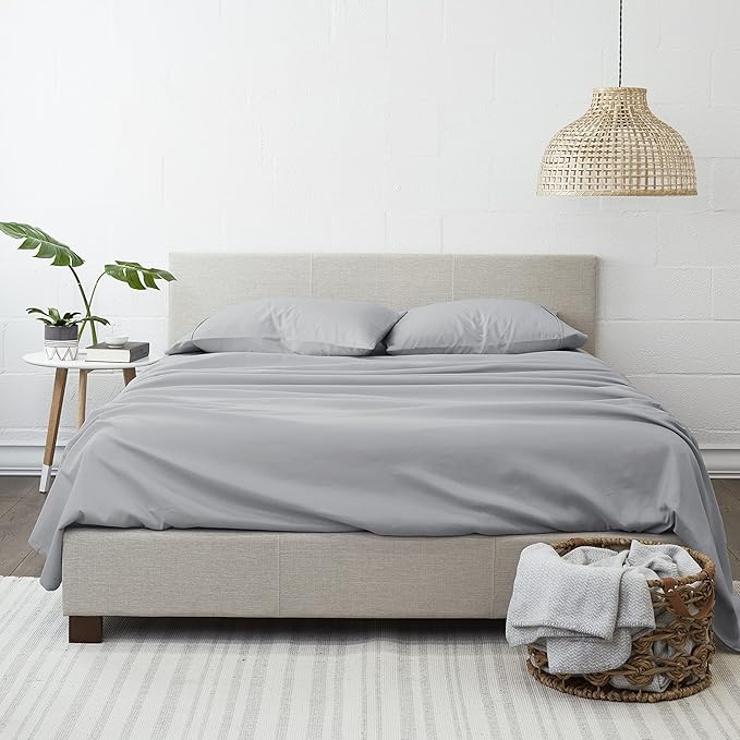 Linen Market Double-Brushed Microfiber Full Sheet Set 4 Piece – Oeko-TEX Certified Ultra Soft & Wrinkle-Free - 16" Deep Pocket Sheets - Easy Care Full Size - Light Gray