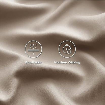 Bedsure Cooling Sheets Twin, Rayon Derived from Bamboo, Breathable & Soft Twin Sheets Set, Deep Pocket Up to 16 Inches, Hotel Luxury Silky Bedding for Hot Sleepers, Simply Taupe