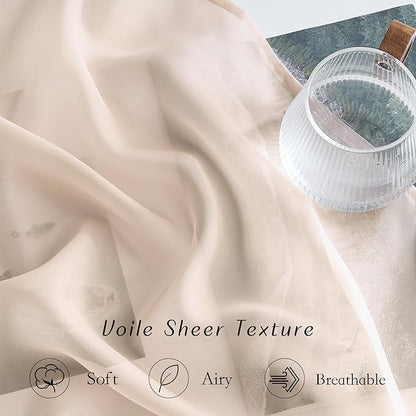 NICETOWN Taupe Sheer Curtains 54 inch Length, Grommet Voile Sheer Lightweight & Airy Window Treatment with Light Filtering for Kitchen/Cafe, W54 x L54, 2 Panels