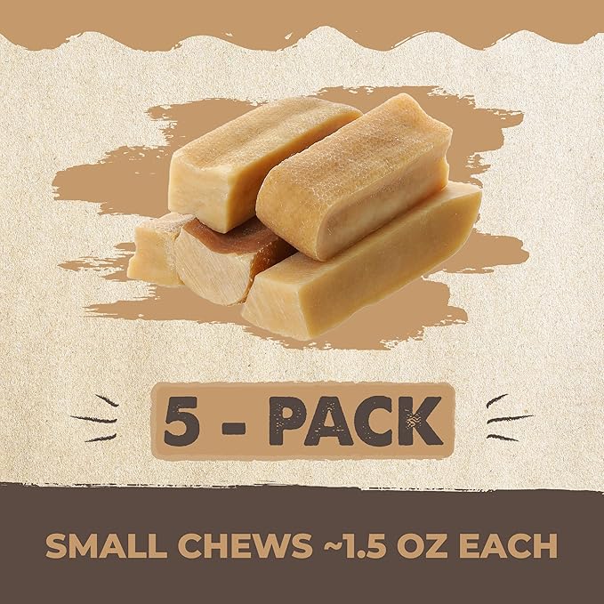 Mighty Paw Yak Cheese Chews for Dogs | All-Natural Long Lasting Pet Treats. Odorless and Great for Oral Health. Limited-Ingredient Chews for Puppies & Power-Chewers (Small, 5 Pack)-Mewly Pet