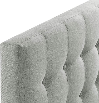 Modway Emily Tufted Button Linen Fabric Upholstered Twin Headboard in Gray