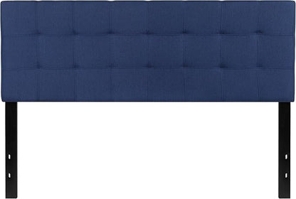 Flash Furniture Bedford Box Stitch Tufted Upholstered Queen Size Headboard in Navy Fabric