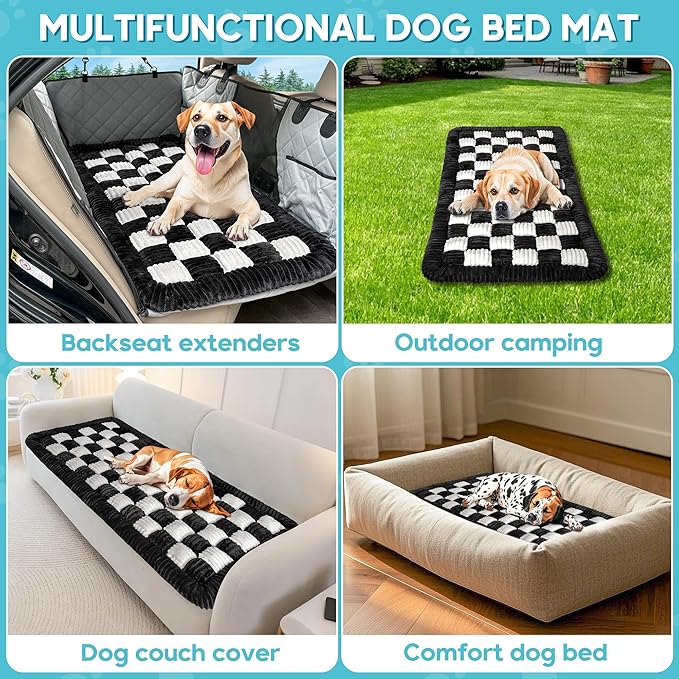 Dog Car Bed Mat, Non-Slip Backseat Extender Pet Blanket, Plaid Dog Bed for SUVs, Sedans & Trucks, Chew-Resistant Travel Pad for Dogs, Easy Clean & Scratch-Proof & Comfort (50"x24.6")-Mewly Pet