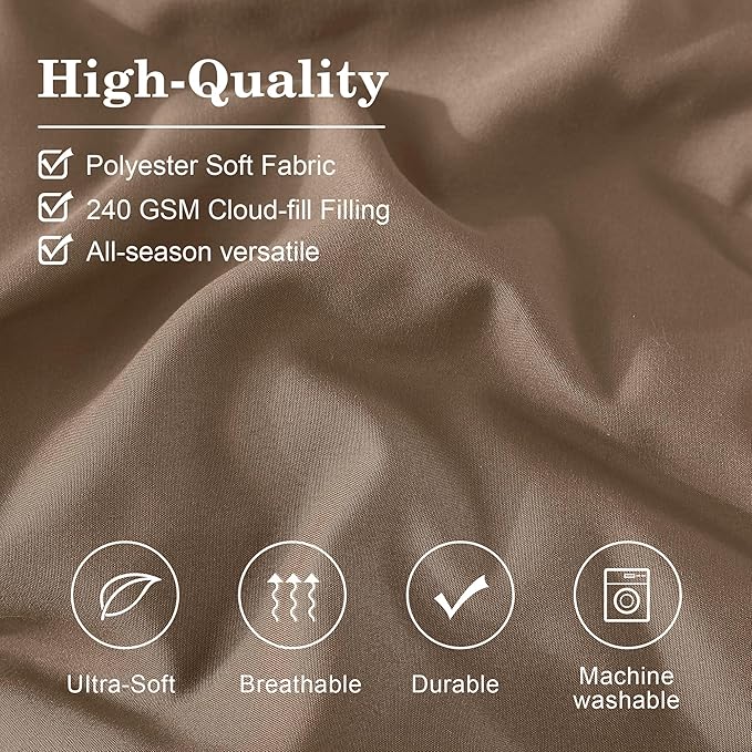 Monbix Oversized Queen Comforter Set - 7 Pieces Brown Bed in a Bag Queen Bedding Sets with Comforters, All Seasons Down Alternative Comforter Bed Set with Sheets,Pillowcases & Shams