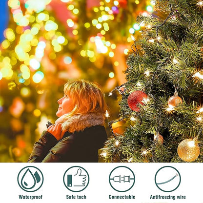 Hopolon Clear Christmas Lights Set 2PACK 50Count 13Feet Incandescent Bulb Mini String Lights for Indoor Christmas Tree Garland Birthday Wedding Festival Decor, Warm White