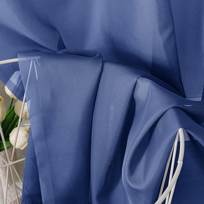 OVZME Royal Blue Sheer Curtains 63 Inches Long 2 Panels - Soft Light Filtering Window Sheer Panels for Living Room/Bedroom, Top Dual Rod Pocket, 1 Pair, Each 42Wx63L Inches