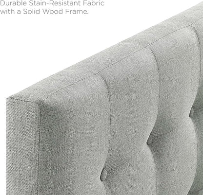 Modway Emily Tufted Button Linen Fabric Upholstered Full Headboard in Gray