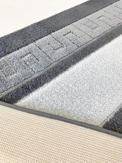 Custom Length Cut to Size Ancient Latin Hellenic Motif Carpet Runner Rug for Hallways, Non Slip Rubber Backed, 31 inch Wide X Customized Length, Greek Key Grey, 31 inch X 12 feet