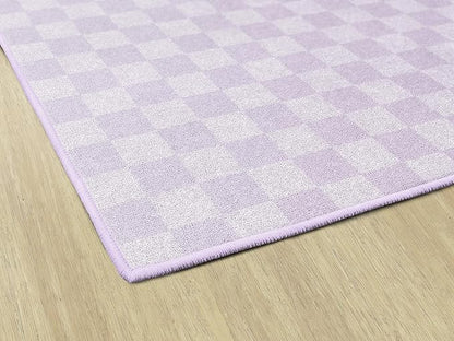 Flagship Carpets Schoolgirl Style Lavender Checkerboard Educational Area Rug for Kids Room Seating Décor, Children's Classroom, Play Carpet for Teaching and Playroom, 7'6" x 12', Purple