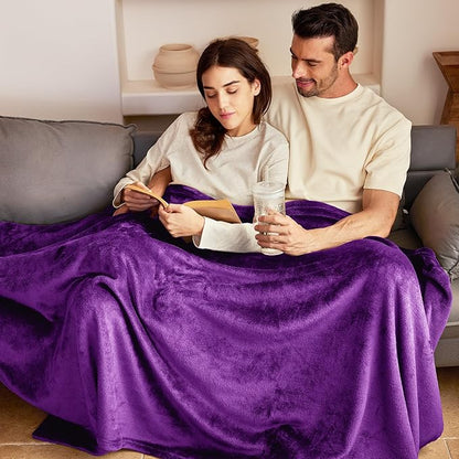 Exclusivo Mezcla Fleece Throw Blanket for Couch, Sofa, 300GSM Super Soft and Warm Blankets, Purple Throw All Season Use, Cozy, Plush, Lightweight, 50x60 Inches