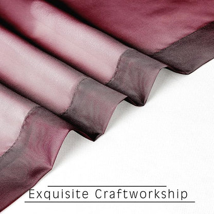 OVZME 2 Panels Window Burgundy Sheer Curtains 42" x 45" Inches for Small Windows, Soft Touching Top Dual Rod Pocket Drapes for Living Room & Bedroom.