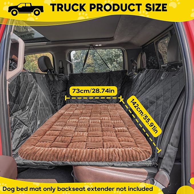 Dog Car Bed Mat, Non-Slip Backseat Extender Pet Blanket, Plaid Dog Bed for Trucks, Sedans & Large SUVs, Chew-Resistant Travel Pad for Dogs, Easy Clean & Scratch-Proof & Comfort（56"x28.7" Brown-Mewly Pet