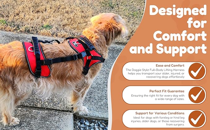 Doggie Stylz Multi-Functional Full-Body Lifting Dog Harness Vest, Designed for Front-Only, Rear-Only or Full-Body Lifting. Please Measure Your Dog Before Ordering.-Mewly Pet
