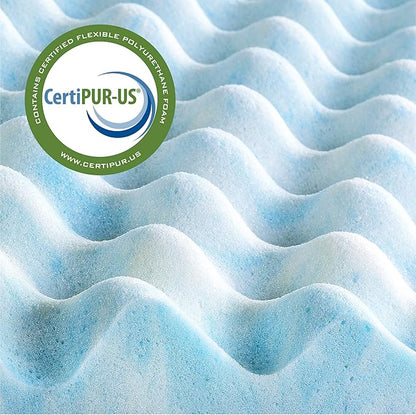 ZINUS 2 inch Swirl Gel Cooling Memory Foam Mattress Topper, Cooling Airflow Design, CertiPUR-US Certified, Light Blue, Full