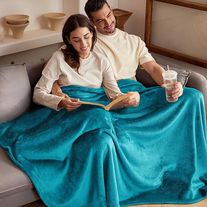 Exclusivo Mezcla Fleece Blanket King Size for Bed, Super Soft and Warm, All Season Use, Cozy, Plush, Lightweight, 90x104 Inches, Teal