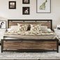 LIKIMIO King Bed Frame with Headboard and Footboard, Metal Strong Supports, Easy Assembly, Noise-Free, No Box Spring Needed, Walnut