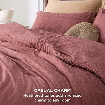 Bedsure King Size Comforter Set - Pink Clay Soft Bedding for All Seasons, Cationic Dyed Bed Set, 3 Pieces, 1 King Size Comforter (104"x90") and 2 Pillow Shams (20"x36"+2")