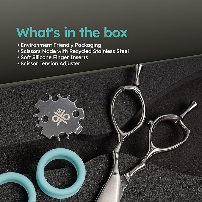 7" Curved Dog Grooming Scissors – Handcrafted, Ergonomic, VG10 Stainless Steel for Sharper, Tougher, Better Edge Retention, Lightweight Shears for Trimming Face and Paws.-Mewly Pet