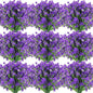 Hoteam 50 Bundles Outdoor Artificial Flowers Plants Uv Resistant Outside Faux Flowers Plastic Fake Plants Outdoor Summer Fall Seasons Decoration Shrubs Garden Porch Box, Purple