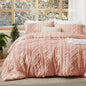Bedsure Tufted Boho Comforter Set King Size - Pink Boho Bed Set, GentleSoft™ 3 Pieces Farmhouse Shabby Chic Embroidery Bedding, Gifts for Woman, Soft Jacquard King Comforter for All Seasons
