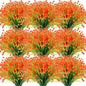 Hoteam 50 Bundles Fall Outdoor Artificial Flowers Plants Uv Resistant Outside Faux Flowers Plastic Fake Plants Outdoor Summer Seasons Decoration Shrubs Garden Porch, Orange