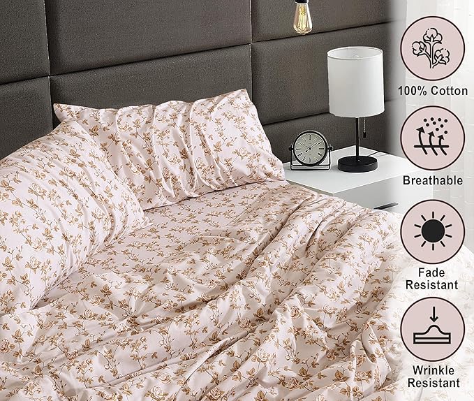RUVANTI Flannel Sheets King Size - 100% Cotton Brushed King Size Sheets Set - Deep Pockets 16 Inches Bed Sheets - All Seasons Breathable & Extra Soft - Warm & Cozy, 4 Piece, Dazzale