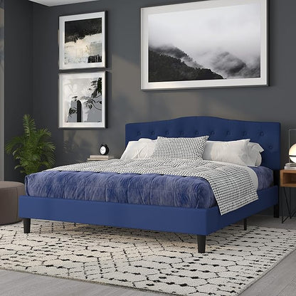 Flash Furniture Cambridge Tufted Upholstered King Size Headboard in Navy Fabric