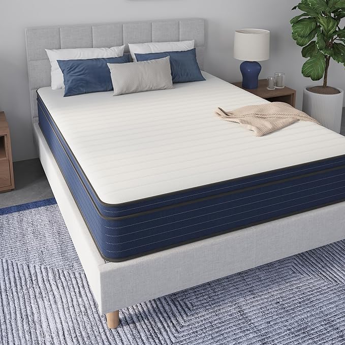 NapQueen Full Size, 10 Inch New Victoria Hybrid Cooling Gel Infused Pocket Spring and Memory Foam Mattress, Bed in a Box, CertiPUR-US Certified