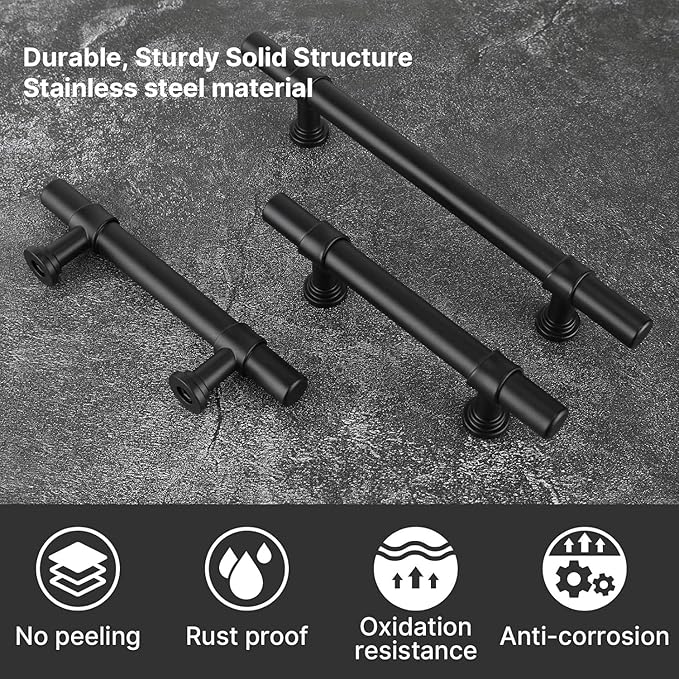 goldenwarm 10 Pack Black Cabinet Pulls 6-1/4 Inch Black Cabinet Handles Dresser Drawer Handles Kitchen Dawer Pulls and Knobs Modern Kitchen Hardware