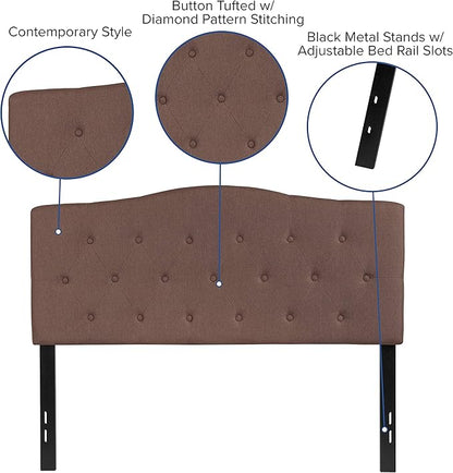 Flash Furniture Cambridge Button Tufted and Diamond Stitched Upholstered Full Size Headboard in Camel Fabric