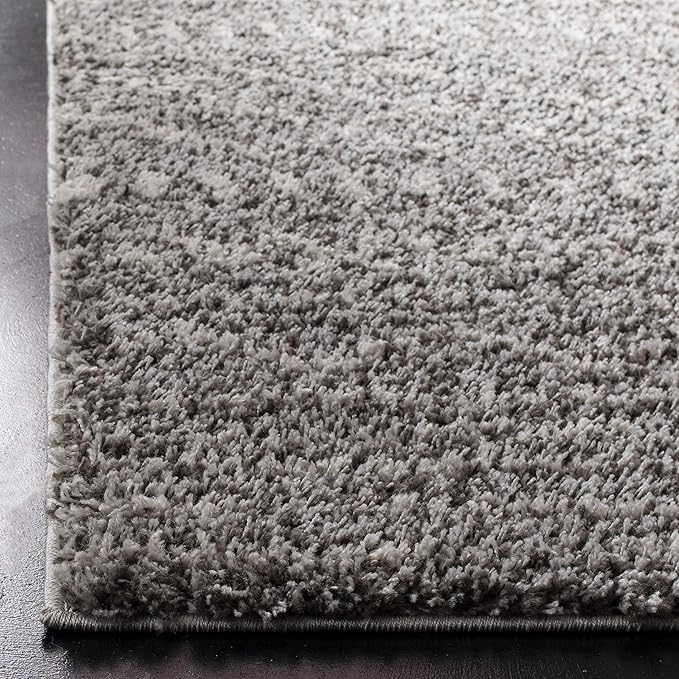SAFAVIEH Arizona Shag Collection Area Rug - 10' Square, Charcoal/Beige, Geometric Design, Plush 1.6 Inch Thick Ideal for High Traffic Areas in Living Room, Bedroom, Dining (ASG741B)