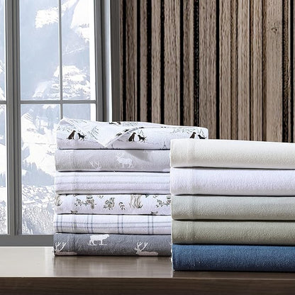 Eddie Bauer - Full Sheets, Cotton Flannel Bedding Set, Brushed For Extra Softness, Cozy Home Decor (Woodland Friends, Full)