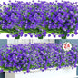 Ouddy Decor 24 Bundles Artificial Flowers for Outdoors UV Resistant Fake Plastic Plants Faux Boston Fern Greenery Stems for Spring Summer Indoor Garden Patio Window Box Kitchen Home Decor, Purple