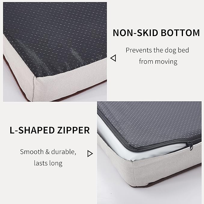 Orthopedic Memory Foam Dog Bed, Cooling Dog Beds for Extra Large Dogs -Waterproof Pet Bed for Crate with Removable Washable Cover, XXL(47inch,110Lbs)-Mewly Pet