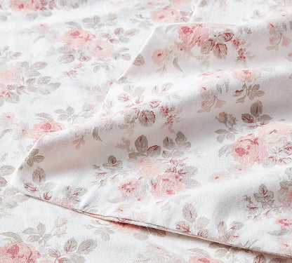 Laura Ashley - Flannel Sheets Full Size, Anti-Pilling & Wrinkle Resistant Cotton, Touchably Soft for All-Season Comfort - Bed Sheets with Matching Pillowcases & Fitted Sheet (Lisalee Pink)