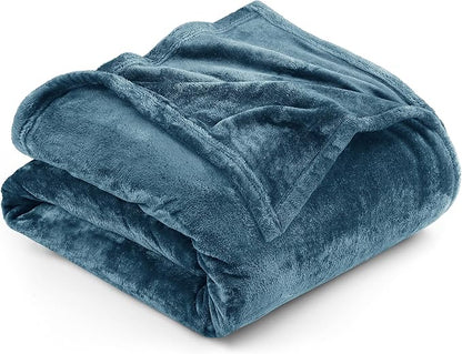 Utopia Bedding Fleece Blanket King Size Stone Blue 300GSM Luxury Fuzzy Soft Anti-Static Microfiber Bed Blanket (90x102 Inch)