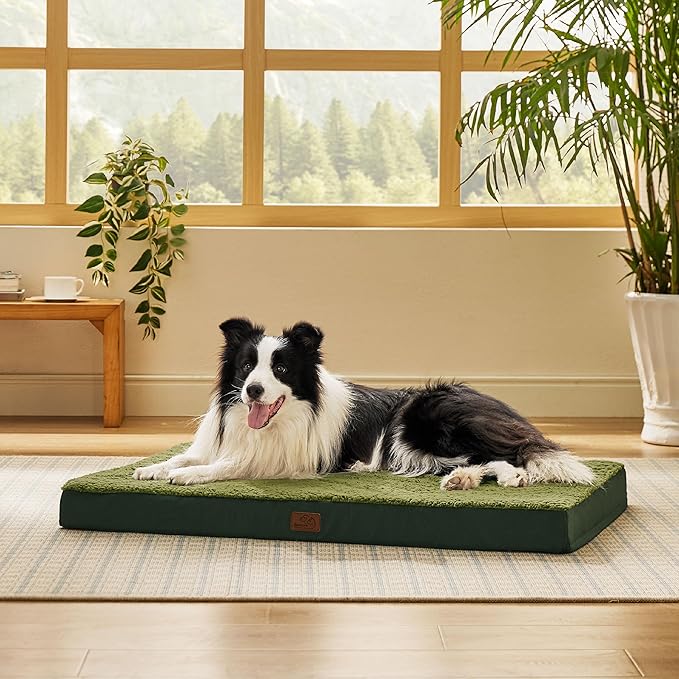 Bedsure Dog Beds Large Sized Dog - Orthopedic Flat Pet Beds with Removable Washable Cover, Egg Crate Foam Puppy Mat, Suitable for Pet Up to 65 lbs-Mewly Pet