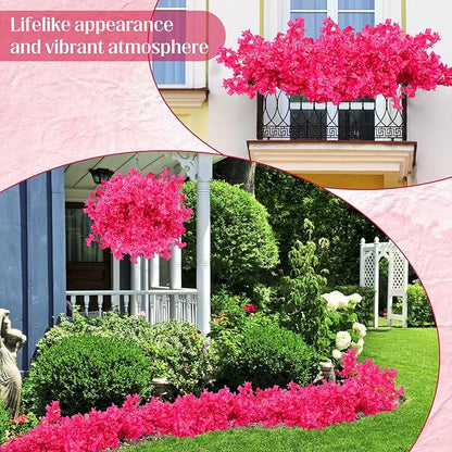 30 Pack Artificial Bougainvillea Floral 38" Silk Long Stem Bougainvillea Plants Hanging Table Centerpiece for Home Wedding Indoor Outdoor Decorations (Rose Red)