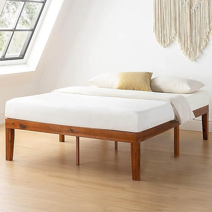 Mellow Naturalista Classic 16 Inch Solid Wood Platform Bed with Wooden Slats, Cherry, King