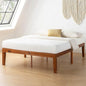 Mellow Naturalista Classic 16 Inch Solid Wood Platform Bed with Wooden Slats, Cherry, Queen
