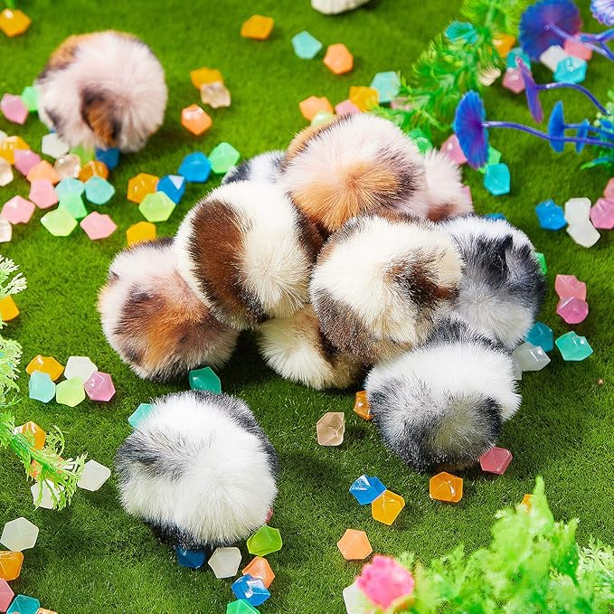 Weewooday 12 Pieces Cat Pom Pom Balls Toys Large Fuzzy Cat Ball Artificial Large Plush Ball for Cats Pets Interactive Playing Indoor(Pink,Leopard)-Mewly Pet