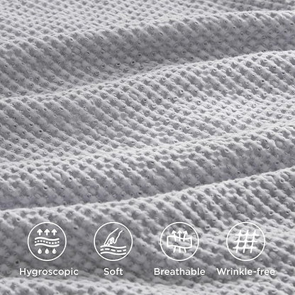 Bedsure Cotton Duvet Cover Set - 100% Cotton Waffle Weave Grey Duvet Cover California King Size, GentleSoft™ and Breathable Cal King Bedding Set for All Season, 3 Pieces, 104"x98"